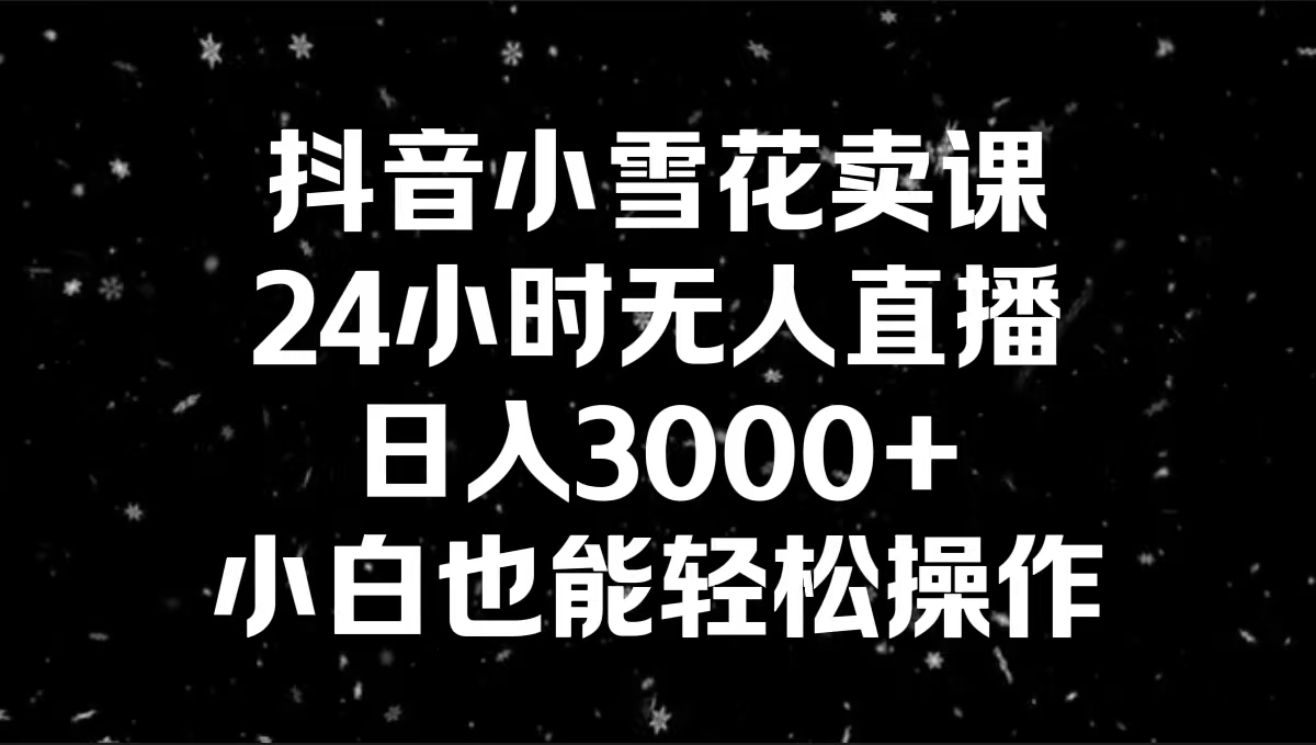 抖音小雪花卖课，24小时无人直播，日入3000+，小白也能轻松操作-南丰网创