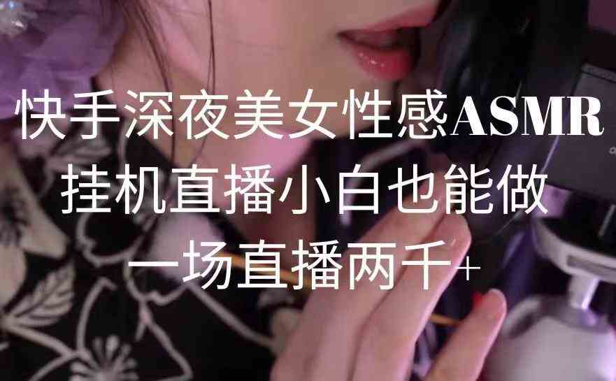 （9243期）快手深夜美女性感ASMR挂机直播，小白也能做，一场直播两千+-南丰网创