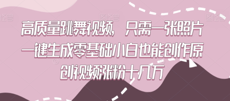 高质量跳舞视频，只需一张照片一键生成零基础小白也能创作原创视频涨粉十几万-南丰网创