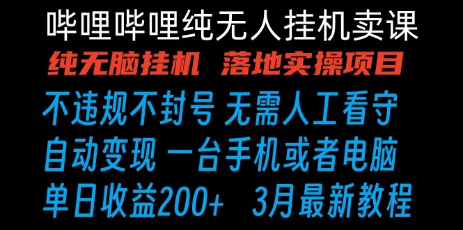 哔哩哔哩纯无脑挂机卖课 单号日收益200+ 手机就能做-南丰网创