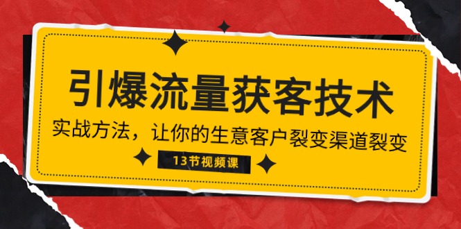 （10276期）《引爆流量 获客技术》实战方法，让你的生意客户裂变渠道裂变（13节）-南丰网创