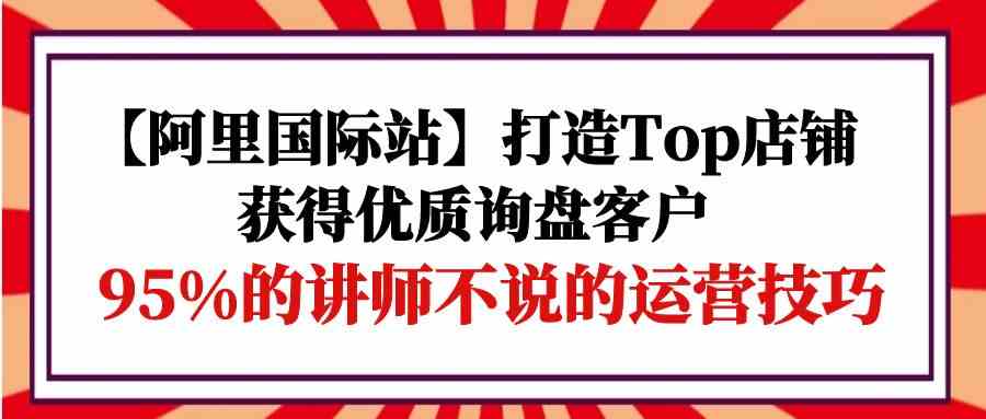 （9976期）【阿里国际站】打造Top店铺-获得优质询盘客户，95%的讲师不说的运营技巧-南丰网创