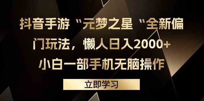 （9456期）抖音手游“元梦之星“全新偏门玩法，懒人日入2000+，小白一部手机无脑操作-南丰网创