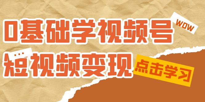 0基础学-视频号短视频变现：适合新人学习的短视频变现课（10节课）-南丰网创