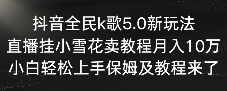 抖音全民k歌5.0新玩法，直播挂小雪花卖教程月入10万，小白轻松上手，保姆及教程来了-南丰网创