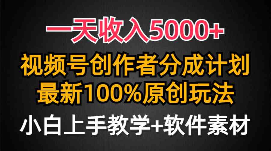 （9599期）一天收入5000+，视频号创作者分成计划，最新100%原创玩法，小白也可以轻…-南丰网创