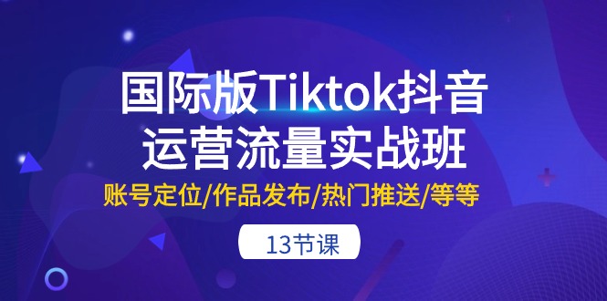 国际版Tiktok抖音运营流量实战班：账号定位/作品发布/热门推送/等等（13节）-南丰网创