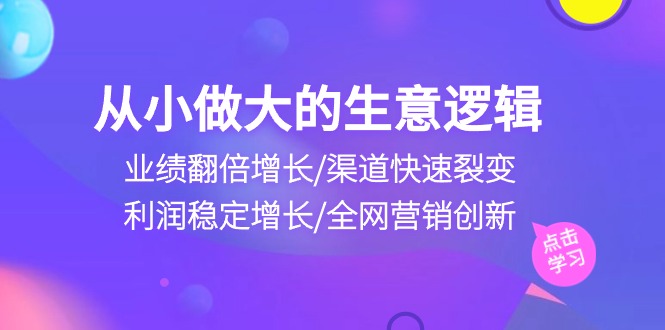 （10438期）从小做大生意逻辑：业绩翻倍增长/渠道快速裂变/利润稳定增长/全网营销创新-南丰网创