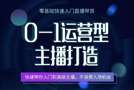 0-1运营型主播打造，​快速带你入门高级主播，不浪费入场机会-南丰网创