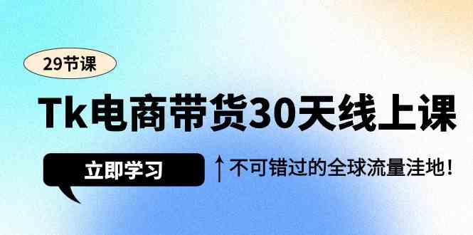 （9463期）Tk电商带货30天线上课，不可错过的全球流量洼地（29节课）-南丰网创