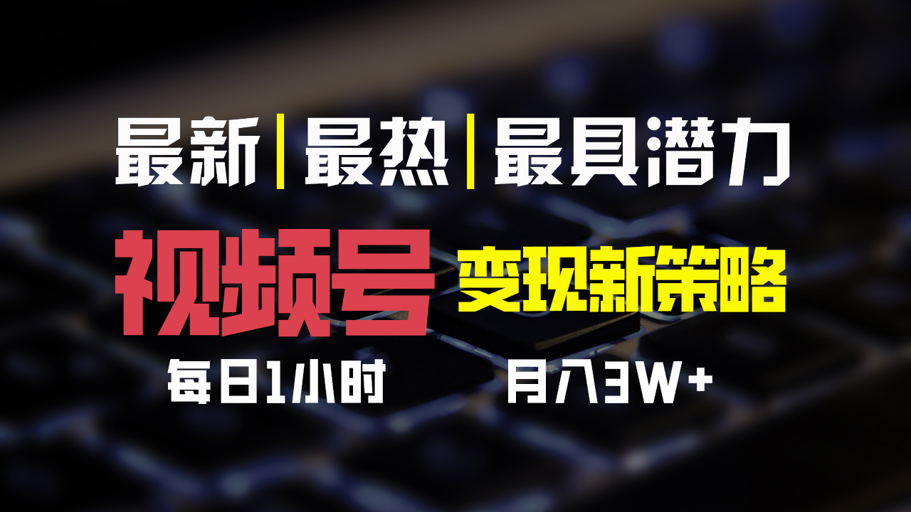 视频号变现新策略，每日一小时月入30000+-南丰网创