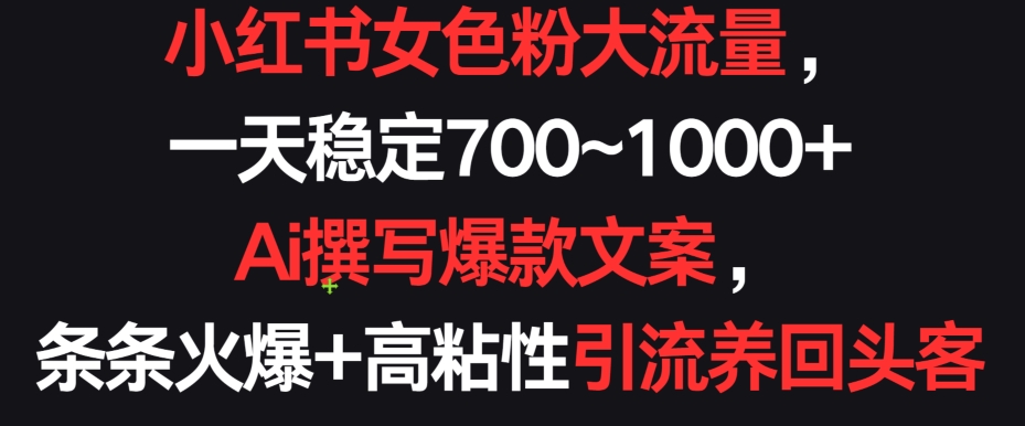 小红书女色粉大流量，一天稳定700~1000+  Ai撰写爆款文案，条条火爆+高粘性引流养回头客-南丰网创