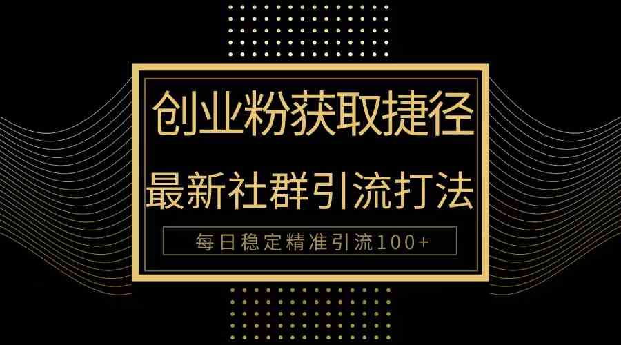 （10040期）创业粉捷径！最新被动引流方法大揭秘，实现每日100+精准引流-南丰网创