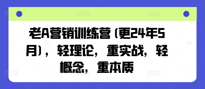 老A营销训练营(更24年5月)，轻理论，重实战，轻概念，重本质-南丰网创