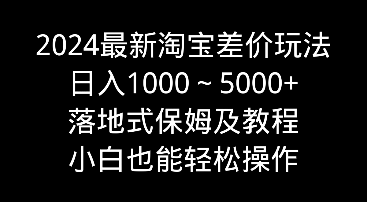 2024最新淘宝差价玩法，日入1000～5000+落地式保姆及教程 小白也能轻松操作-南丰网创