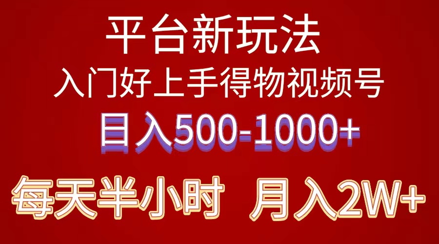 （10430期）2024年 平台新玩法 小白易上手 《得物》 短视频搬运，有手就行，副业日…-南丰网创