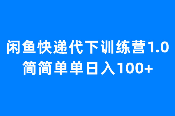 闲鱼快递代下训练营1.0，简简单单日入100+-南丰网创