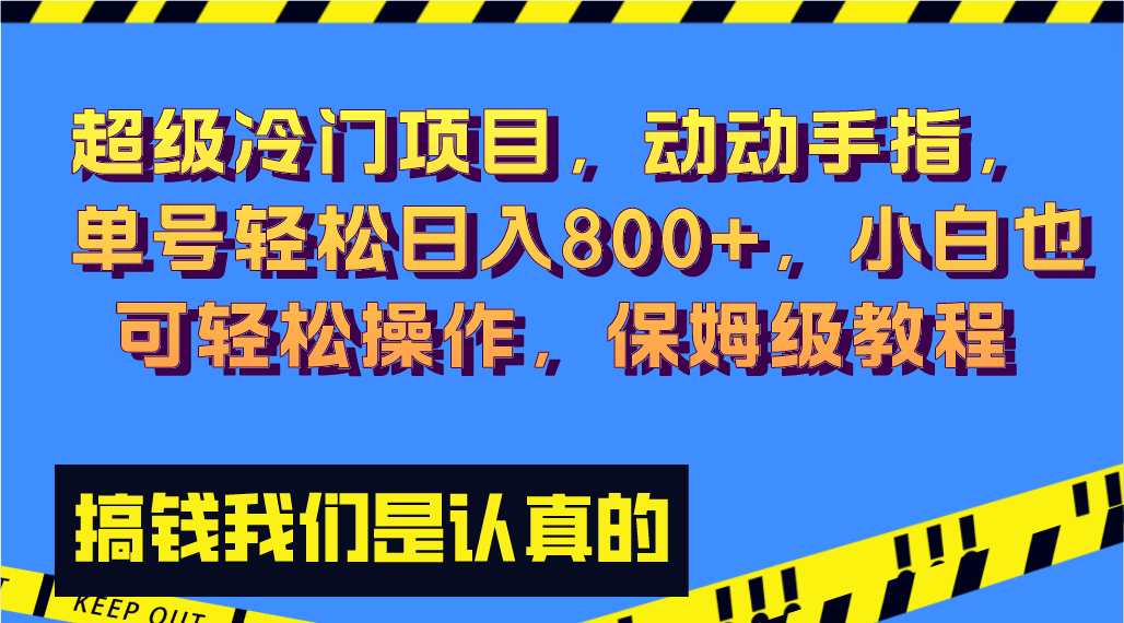 超级冷门项目,动动手指，单号轻松日入800+，小白也可轻松操作，保姆级教程-南丰网创