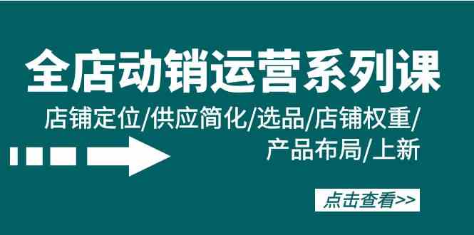 全店动销运营系列课：店铺定位/供应简化/选品/店铺权重/产品布局/上新-南丰网创