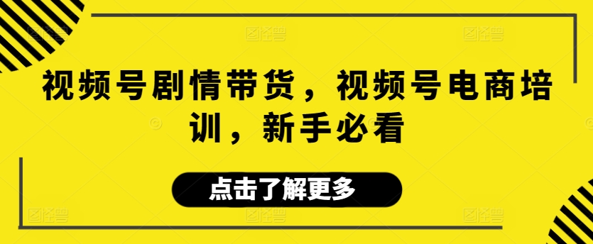 视频号剧情带货，视频号电商培训，新手必看-南丰网创