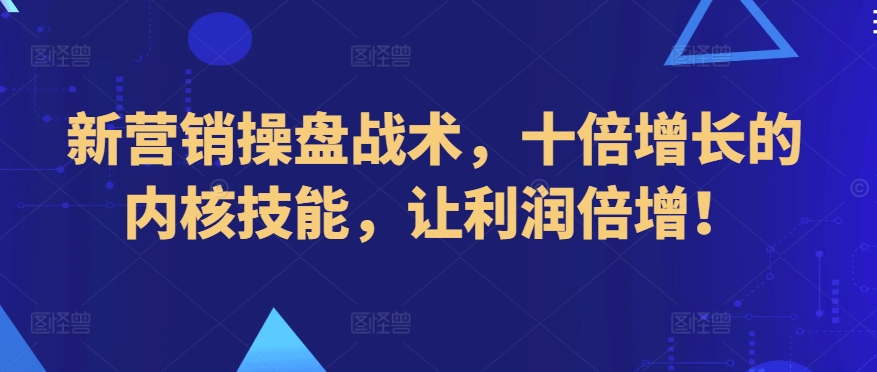 新营销操盘战术，十倍增长的内核技能，让利润倍增！-南丰网创