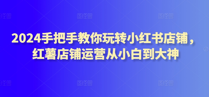 2024手把手教你玩转小红书店铺，红薯店铺运营从小白到大神-南丰网创