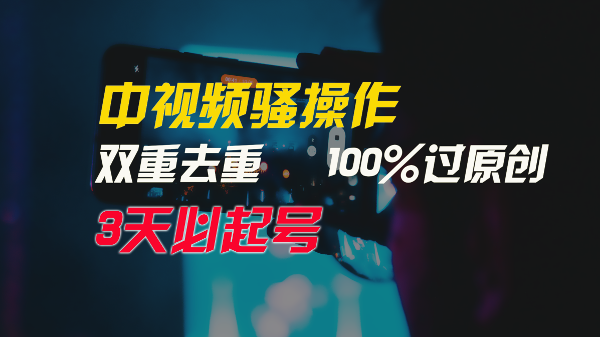 中视频骚操作，双重去重100%过原创，3天比必起号，简单无脑，月入3W+-南丰网创