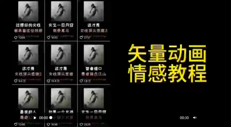 矢量动画情感教程：高点赞涨粉，适合情感、思维、创业教育等赛道-南丰网创