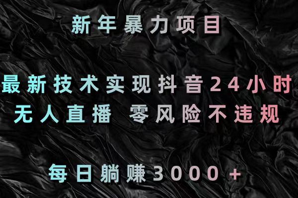 新年暴力项目，最新技术实现抖音24小时无人直播 零风险不违规 每日躺赚3000-南丰网创