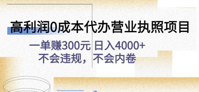 高利润0成本代办营业执照项目：一单赚300元日入4000+不会违规，不会内卷-南丰网创