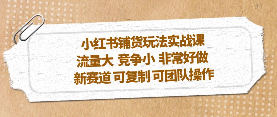 小红书铺货玩法实战课，流量大 竞争小 非常好做 新赛道 可复制 可团队操作-南丰网创