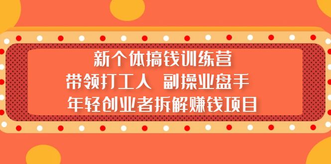 新个体搞钱训练营：带领打工人 副操业盘手 年轻创业者拆解赚钱项目-南丰网创