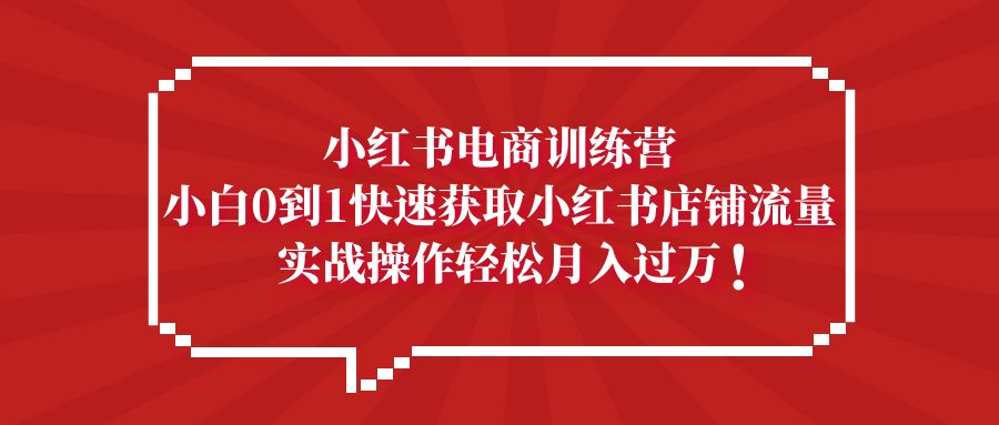 小红书电商训练营，小白0到1快速获取小红书店铺流量，实战操作月入过万-南丰网创