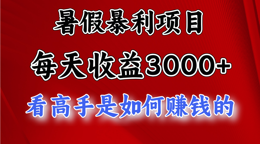 暑假暴利项目，每天收益3000+ 努努力能达到5000+，暑假大流量来了-南丰网创